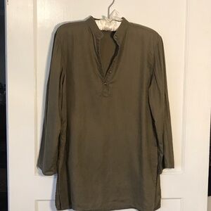 Ralph Lauren Linen Mandarin Collar Olive Long Sleeve Tunic size small